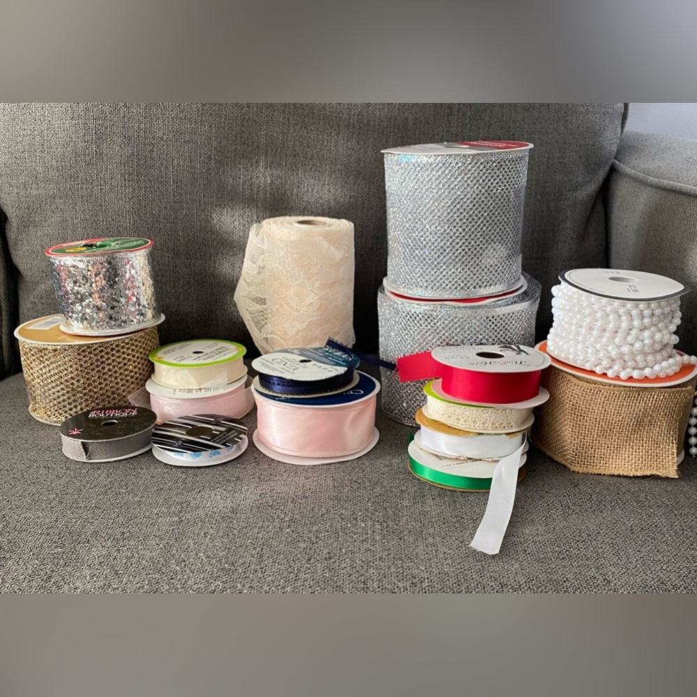 Lot of 17 Spools of Ribbon